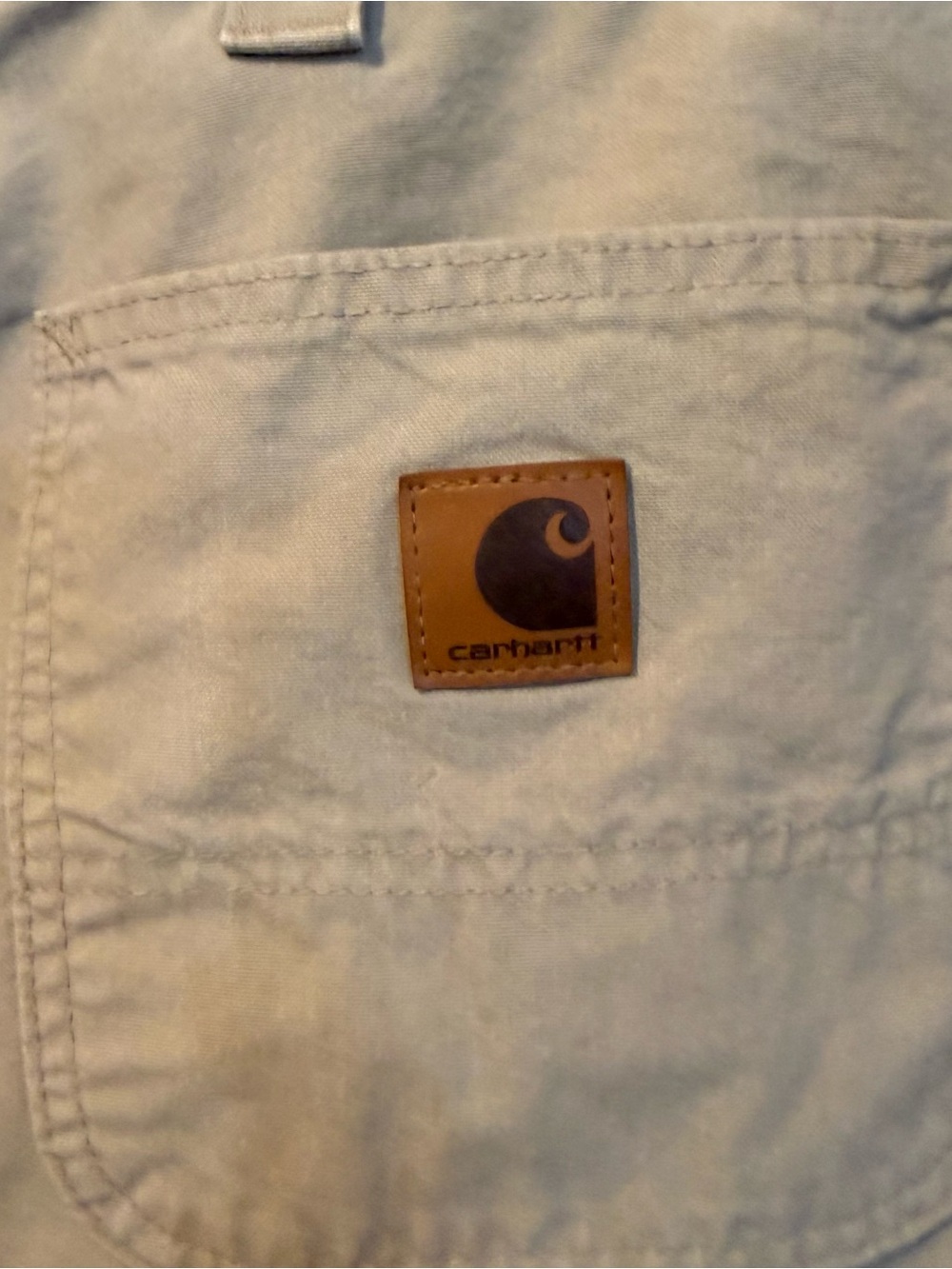 Carhartt Men’s Light Tan Cargo Pants with Leather Logo Patch